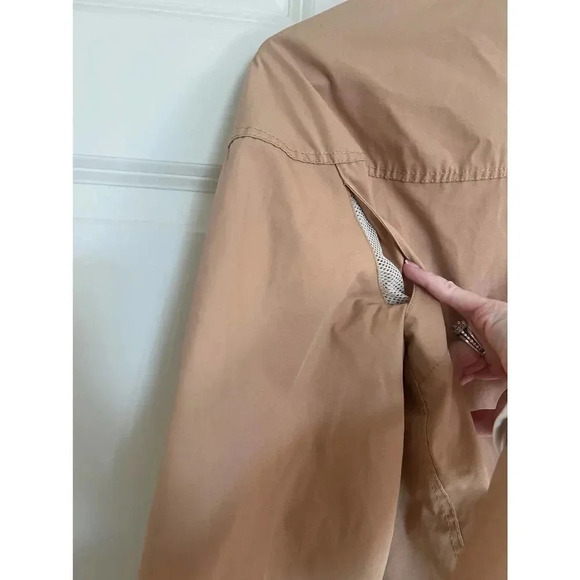 Vintage authentic Windbreaker 80’s 90’s tan long sleeve zipper jacket medium - Picture 5 of 10